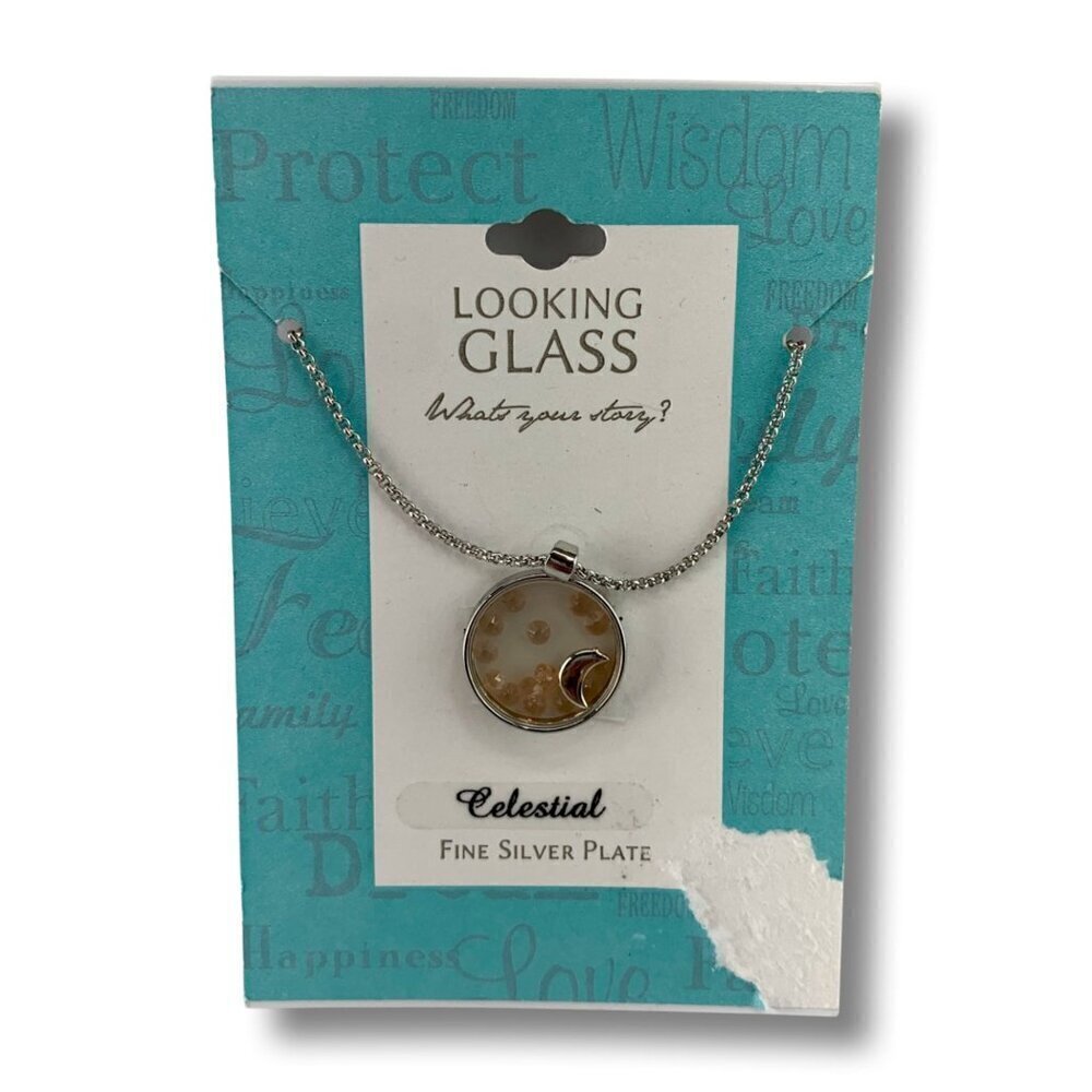 Looking Glass Silver Plate Celestial Necklace Heart